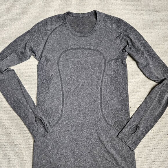 Lululemon Long Sleeve Swiftly Tech Running Workout Shirt Gray 8 with Thumbholes - Picture 1 of 7